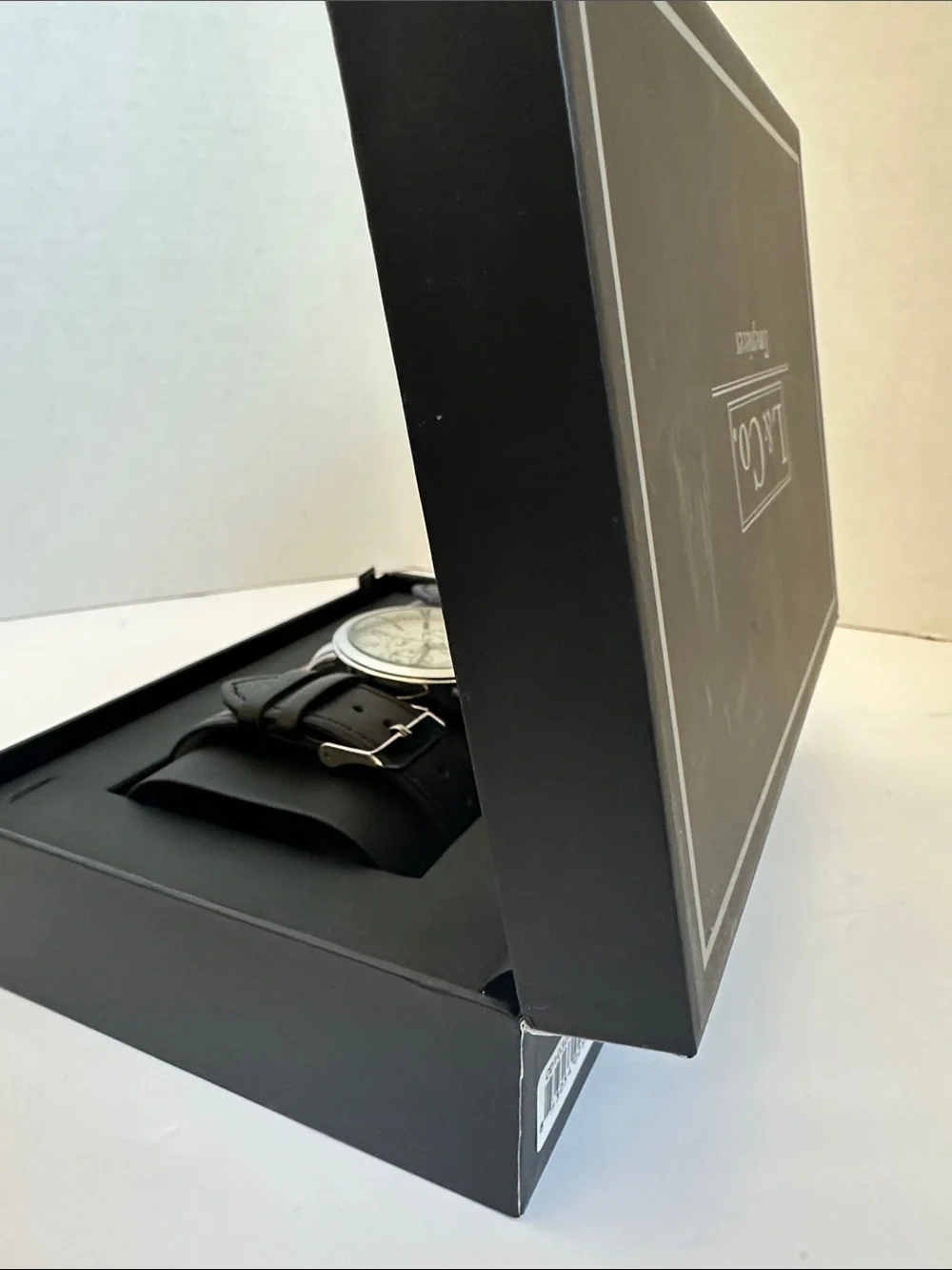 L & Co. Timepieces, Men's Black Watch Gift Box, featuring 3 band options